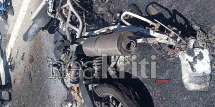 Ηράκλειο: Νεκρός ο 55χρονος μοτοσικλετιστής που είχε τυλιχτεί στις φλόγες